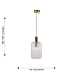 First Choice Lighting Walpole - Bronze With Fluted Glass Ceiling Pendant Fitting - thumbnail 7