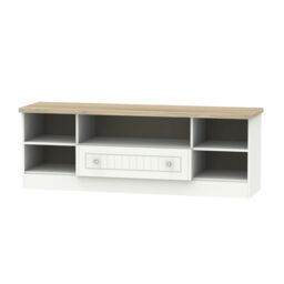 Ready Assembled White Oak Effect Tv Furniture Stand With 2 Shelves, (H)49.5Cm X (W)146.5Cm X (D)40Cm - thumbnail 2