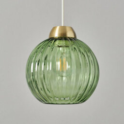 Litecraft Clara Green Ribbed Glass Easy Fit Lamp Shade - thumbnail 4