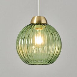 Litecraft Clara Green Ribbed Glass Easy Fit Lamp Shade - thumbnail 3