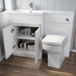 Affine Bathroom Vanity Unit Basin Sink 1100mm Toilet Combined Furniture Left Hand White - thumbnail 4