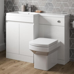 Affine Bathroom Vanity Unit Basin Sink 1100mm Toilet Combined Furniture Left Hand White - thumbnail 2