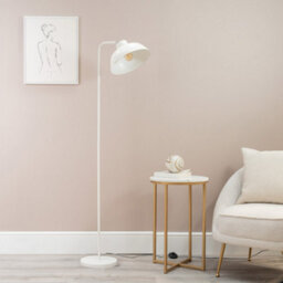 Valuelights Morris White Metal Stem Standing Floor Lamp With Angled Dome Shade For Living Room Office - thumbnail 5