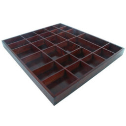 Woodeedoo Wooden Wall Display Shelf Teak Gloss Stain With 28 Compartments For Crystals Miniatures Small Ornaments Collectables Keepsakes - thumbnail 2