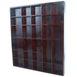 Woodeedoo Wooden Wall Display Shelf Teak Gloss Stain With 28 Compartments For Crystals Miniatures Small Ornaments Collectables Keepsakes