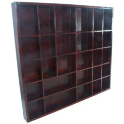 Woodeedoo Wooden Wall Display Shelf Teak Gloss Stain With 28 Compartments For Crystals Miniatures Small Ornaments Collectables Keepsakes - thumbnail 4