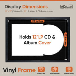 "AK Frames 25X17"" Black Classic Vinyl Record Frame With Black Mount For 12 Inch Lp Cover & Disc - Overlapped Design" - thumbnail 2