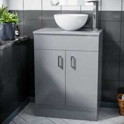 Nes Home Onken 500mm Grey Vanity Cabinet And Round Bowl Counter Top Basin Sink Unit - thumbnail 4