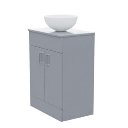 Nes Home Onken 500mm Grey Vanity Cabinet And Round Bowl Counter Top Basin Sink Unit - thumbnail 7