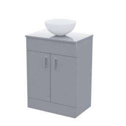 Nes Home Onken 500mm Grey Vanity Cabinet And Round Bowl Counter Top Basin Sink Unit - thumbnail 6