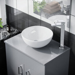 Nes Home Onken 500mm Grey Vanity Cabinet And Round Bowl Counter Top Basin Sink Unit - thumbnail 3