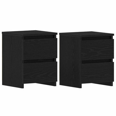 Berkfield Modern Bedside Cabinets With Drawers 2 Pcs Black Oak 30X30X40 Cm