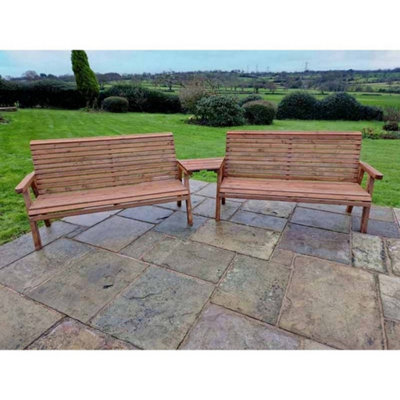 Churnet Valley Garden Furniture Ltd Valley 6 Seat Set 2X3B Angled Tray - Timber - L100 X W330 X H95 Cm - Fully Assembled - Set Of Waterproof Cushions Included - image 1