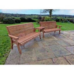 Churnet Valley Garden Furniture Ltd Valley 6 Seat Set 2X3B Angled Tray - Timber - L100 X W330 X H95 Cm - Fully Assembled - Set Of Waterproof Cushions Included - thumbnail 2