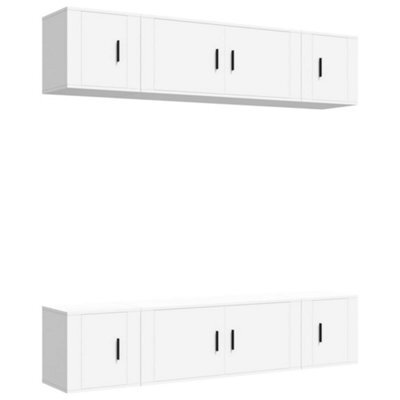 Berkfield Classic 6 Piece Tv Cabinet Set White Engineered Wood - image 1