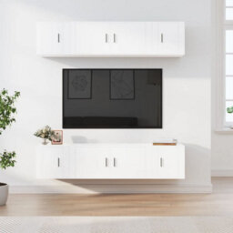 Berkfield Classic 6 Piece Tv Cabinet Set White Engineered Wood - thumbnail 2