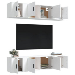 Berkfield Classic 6 Piece Tv Cabinet Set White Engineered Wood - thumbnail 3