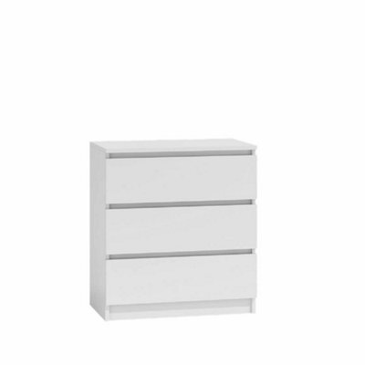 Eco Living Carlton Matt White Chest Of Drawers 3 Drawer Cabinet - image 1