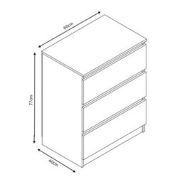 Eco Living Carlton Matt White Chest Of Drawers 3 Drawer Cabinet - thumbnail 3