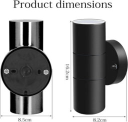 ATEK 8 Pack Black Outdoor Up And Down Wall Lights Ip44 Waterproof Black Stainless Steel Exterior Wall Sconce Gu10 Mains Powered Light - thumbnail 2