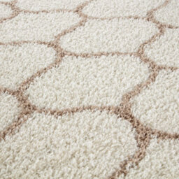 The Rugs Moroccan Shaggy Rugs And Runners Soft Fluffy Trellis Design High Pile Ivory And Beige  Living Room Kitchen Hallway 630 - thumbnail 2
