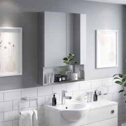 Affine Bathroom Double Door Mirror Stainless Steel Shelf Modern Cabinet 800 X 600mm - thumbnail 4
