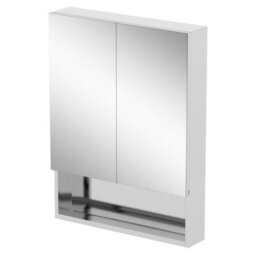 Affine Bathroom Double Door Mirror Stainless Steel Shelf Modern Cabinet 800 X 600mm - thumbnail 6