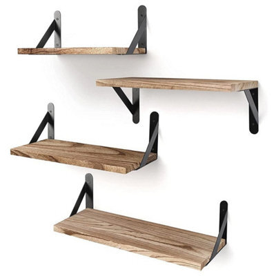 4Pcs Floating Shelf Wall Mounted Storage Organizer Wooden Display Rack Bookshelf - image 1