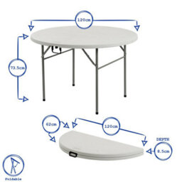 Harbour Housewares Folding Camping Picnic Table & Chair Set - 120Cm (4Ft) - White - thumbnail 3
