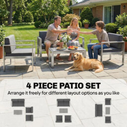 Outsunny 4 Seater Aluminium Garden Furniture Sofa Set With Olefin Cushions - thumbnail 9