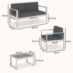 Outsunny 4 Seater Aluminium Garden Furniture Sofa Set With Olefin Cushions - thumbnail 3