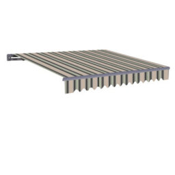 Sundaze 3M X 2.5M Manual Awning Retractable Gazebo Canopy Outdoor Patio Garden Sun Shade Shelter Multi Stripe - thumbnail 2