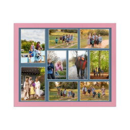 AK Frames 20X16 Pastel Pink Modern Multi Photo Frame With Pompadour Mount - Holds 9 Apertures (2X) 7X5, (7X) 6X4 Photos