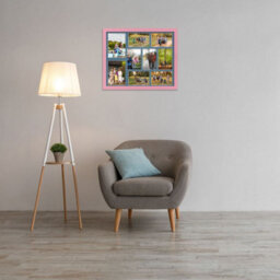 AK Frames 20X16 Pastel Pink Modern Multi Photo Frame With Pompadour Mount - Holds 9 Apertures (2X) 7X5, (7X) 6X4 Photos - thumbnail 3
