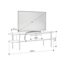 Decortie Otis Modern Tv Unit Multimedia Centre Oak White Marble Effect Metal Leg Storage Cabinet 160Cm - thumbnail 3