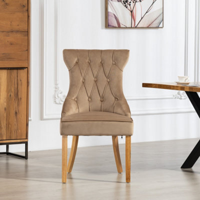 Martina Velvet Fabric Dining Chairs - Set Of 2 - Brown - image 1