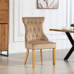 Martina Velvet Fabric Dining Chairs - Set Of 2 - Brown - thumbnail 2