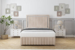 "Sloomy Boston Chrome Sand Naples Divan Bed Set 2 Drawers Foot-End - 26"" Strutted 12"" Footboard 5' King" - thumbnail 1