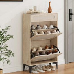 Rattan Shoe Cabinet Shoe Storage With 2 Flip Doors And Drawer Natural - thumbnail 5