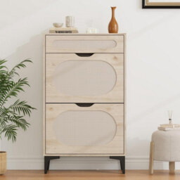Rattan Shoe Cabinet Shoe Storage With 2 Flip Doors And Drawer Natural - thumbnail 4