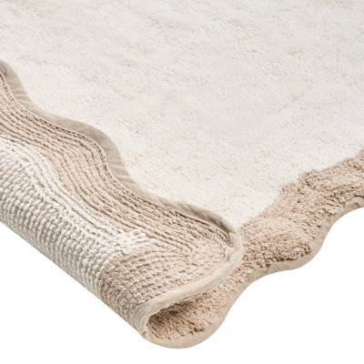 Wyld And Coco Noblenest Bath Mat 60 X 90 Cm - Plush Cotton, Beige And Brown Geometric Design - image 1