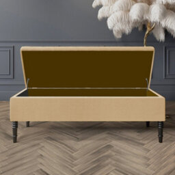 Safar 90Cm Ottoman Storage Bench - Naples Shoe Bench - Beige Lined Upholstery Storage Footstool - thumbnail 2