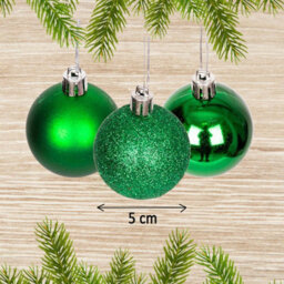 Shatchi 50mm/18Pcs Christmas Baubles Shatterproof Dark Green, Christmas Tree Decorations - thumbnail 2