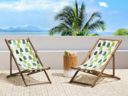 Beliani Set Of 2 Sun Lounger Replacement Fabrics Anzio/avellino 113 X 44 Cm Green - thumbnail 2