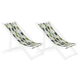 Beliani Set Of 2 Sun Lounger Replacement Fabrics Anzio/avellino 113 X 44 Cm Green - thumbnail 1
