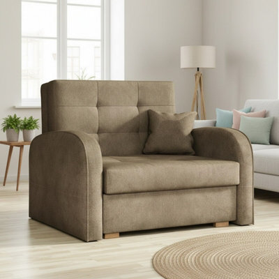 Viva Gold I Compact Single Sofa Bed With Storage And Modern Upholstered Design Beige - image 1