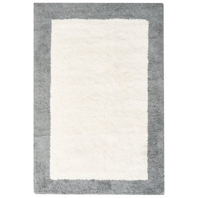 Beliani Bath Mat Kabri Grey/ Beige 60 X 90 Cm Cotton - image 1