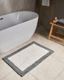 Beliani Bath Mat Kabri Grey/ Beige 60 X 90 Cm Cotton - thumbnail 2