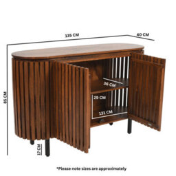 Carney Mango Wood Slatted Large 2 Doors Sideboard -Walnut - thumbnail 5