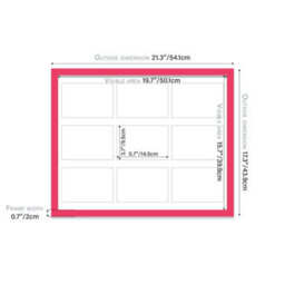 20X16 Inch 9 Opening Photo Collage Frame, Display Nine 6X4 Inch Photos, Multi Aperture Family Picture Frame, Bright Pink - thumbnail 4